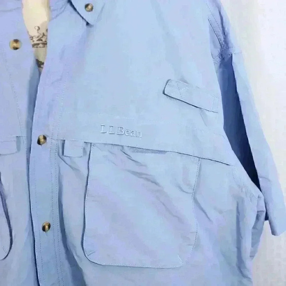 L.L Bean Short Sleeve Button Up Vented Fishing Shirt Men’s Blue Size XL Reg - Picture 3 of 13